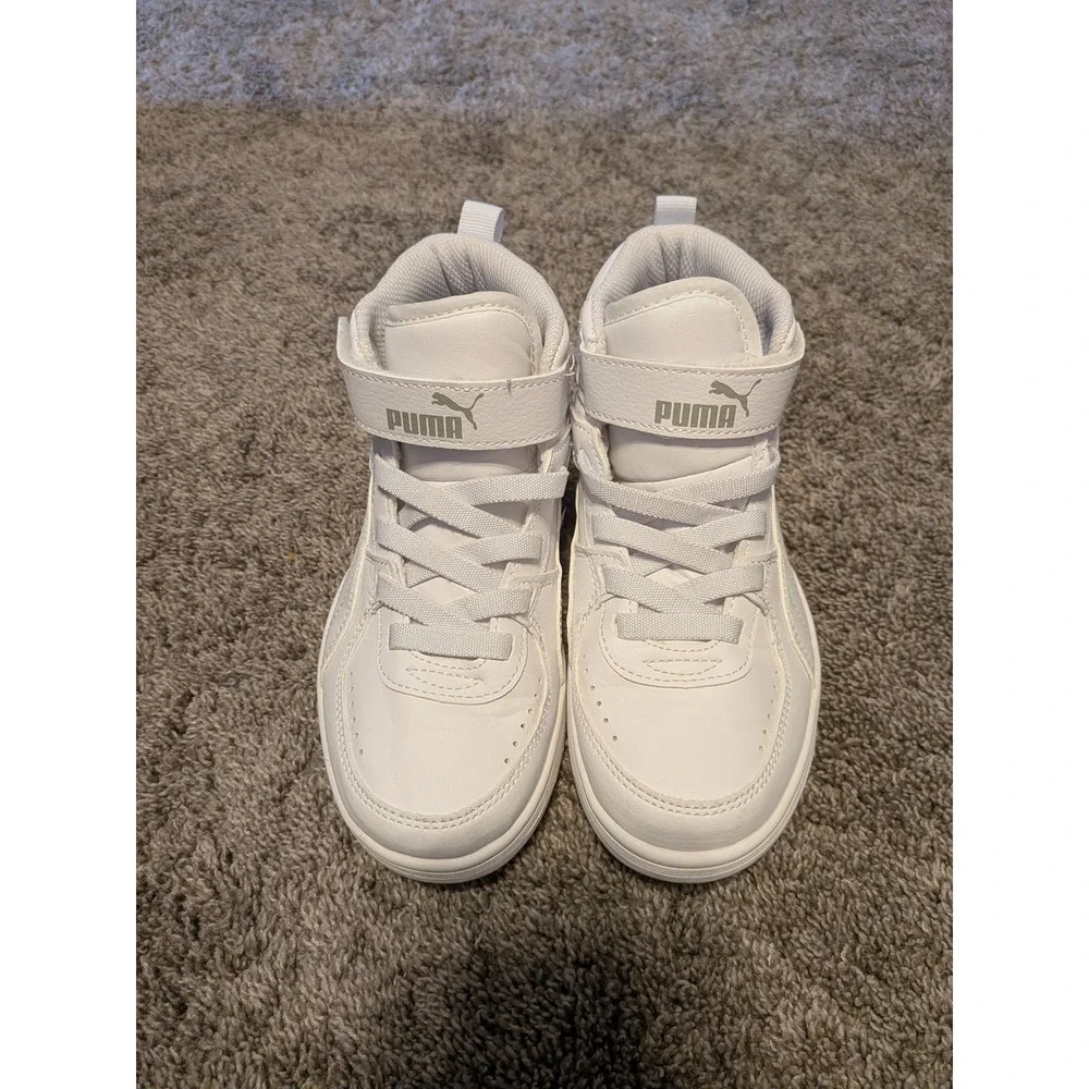 Puma Rebound Joy Kids White High Top Sneakers 374688-07 Size 2C